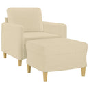 sofastol med fodskammel 60 cm Stof cremefarvet