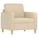 sofastol med fodskammel 60 cm Stof cremefarvet