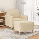 sofastol med fodskammel 60 cm Stof cremefarvet