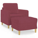 sofastol med fodskammel 60 cm stof vinrød