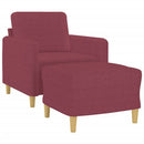 sofastol med fodskammel 60 cm stof vinrød