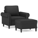 sofastol med fodskammel 60 cm kunstlæder sort