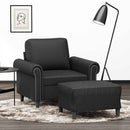 sofastol med fodskammel 60 cm kunstlæder sort