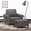 sofastol med fodskammel 60 cm kunstlæder grå