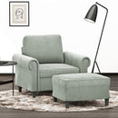 sofastol med fodskammel 60 cm velour lysegrå