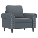 sofastol med fodskammel 60 cm velour mørkegrå
