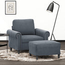 sofastol med fodskammel 60 cm velour mørkegrå