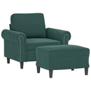 sofastol med fodskammel 60 cm velour mørkegrøn