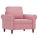 sofastol med fodskammel 60 cm velour lyserød