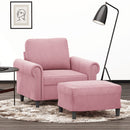 sofastol med fodskammel 60 cm velour lyserød