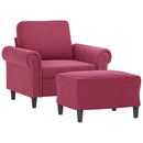 sofastol med fodskammel 60 cm velour vinrød