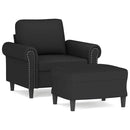 sofastol med fodskammel 60 cm velour sort