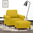 sofastol med fodskammel 60 cm velour gul