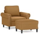 sofastol med fodskammel 60 cm velour brun