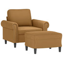 sofastol med fodskammel 60 cm velour brun