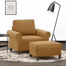 sofastol med fodskammel 60 cm velour brun