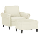 sofastol med fodskammel 60 cm velour cremefarvet