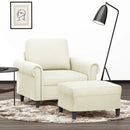 sofastol med fodskammel 60 cm velour cremefarvet