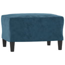 sofastol med fodskammel 60 cm velour blå