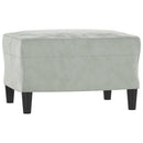 3-personers sofa med fodskammel 180 cm velour lysegrå