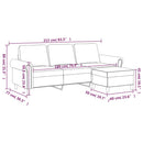 3-personers sofa med fodskammel 180 cm velour lyserød