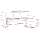 3-personers sofa med fodskammel 180 cm velour sort