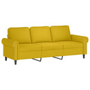 3-personers sofa med fodskammel 180 cm velour gul