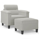 sofastol med fodskammel 60 cm mikrofiberstof lysegrå