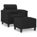 sofastol med fodskammel 60 cm mikrofiberstof sort