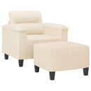 sofastol med fodskammel 60 cm mikrofiberstof beige