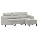 3-personers sofa med fodskammel 180 cm mikrofiberstof lysegrå