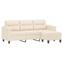 3-personers sofa med fodskammel 180 cm mikrofiberstof beige