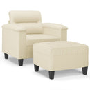 sofastol med fodskammel 60 cm kunstlæder cremefarvet