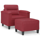 sofastol med fodskammel 60 cm kunstlæder Vinrød
