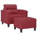 sofastol med fodskammel 60 cm kunstlæder Vinrød