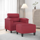 sofastol med fodskammel 60 cm kunstlæder Vinrød