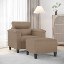 sofastol med fodskammel 60 cm kunstlæder Cappuccino