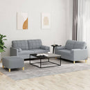 sofasæt 3 dele med puder stof lysegrå