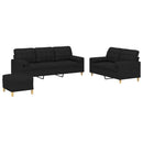 sofasæt 3 dele med puder stof sort