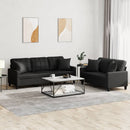 sofasæt 2 dele med puder kunstlæder sort