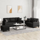 sofasæt 3 dele med puder kunstlæder sort