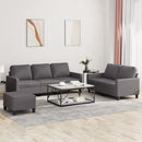 sofasæt 3 dele med hynder kunstlæder grå