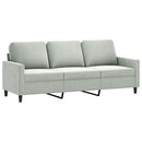 sofasæt 3 dele med hynder velour lysegrå