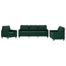 sofasæt 3 dele med hynder velour mørkegrøn