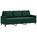 sofasæt 3 dele med hynder velour mørkegrøn
