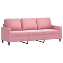 sofasæt 3 dele med hynder velour lyserød