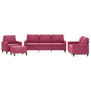 sofasæt 4 dele med hynder velour vinrød