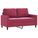 sofasæt 2 dele med hynder velour vinrød
