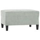 sofasæt 3 dele med hynder velour lysegrå