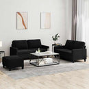sofasæt 3 dele med hynder velour sort